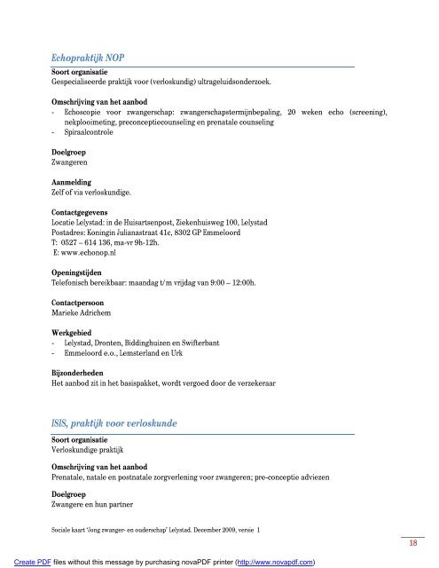Sociale kaart Jong zwanger- en ouderschap Lelystad (e.o. ...