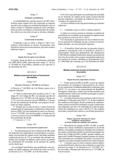Lei n.Âº 55-A/2010 - Portal das FinanÃ§as