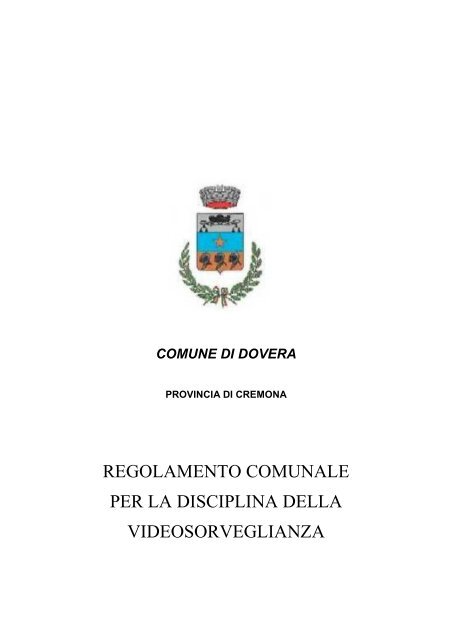 Regolamento Videosorveglianza - Comune di Dovera