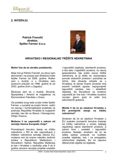 Croatian Real Estate Newsletter - Filipović poslovno savjetovanje doo