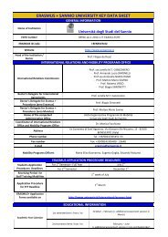 ERASMUS PARTNER KEY DATA Università degli Studi del Sannio ...