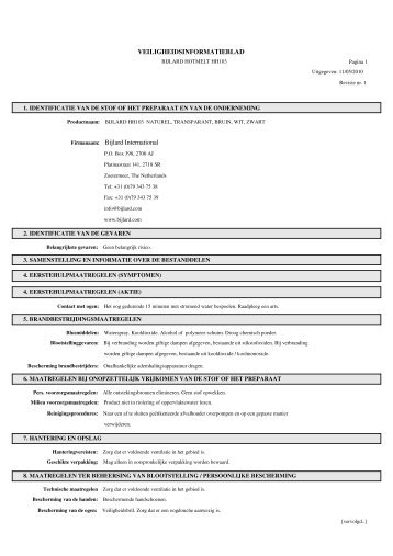 Veiligheidsblad Bijlard Hotmelt HH-103 - Hout Import Reuver