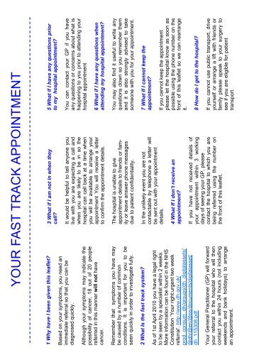 Cancer referral leaflet for patients - NHS Cumbria