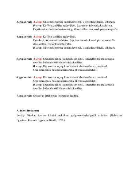 GYKSZ02G2 Szerves Kémiai Laboratóriumi Gyakorlat I. - Debreceni ...