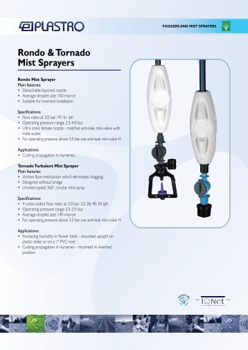 Rondo & Tornado Mist Sprayers - Agro Pataki
