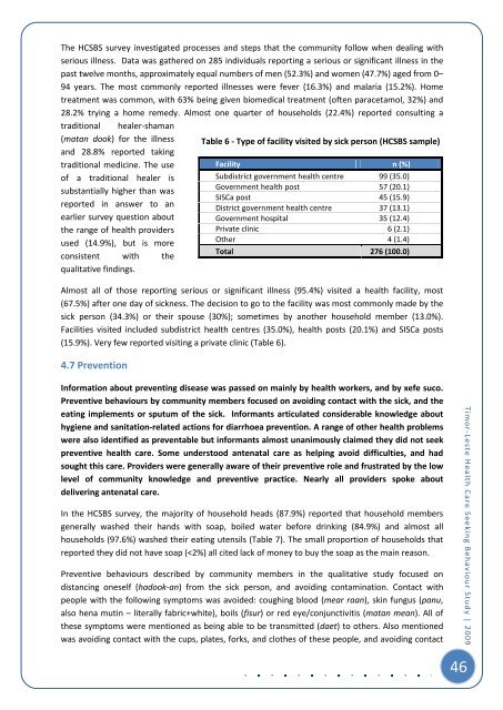 Timor-Leste Health Care Seeking Behaviour Study - Secretaria de ...