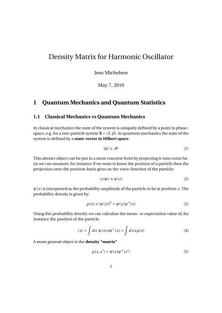 Density Matrix for Harmonic Oscillator