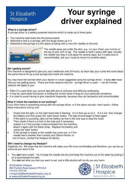 Your syringe driver explained.pdf - St Elizabeth Hospice