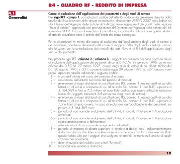 R4 - QUADRO RF - REDDITO DI IMPRESA - Agenzia delle Entrate
