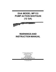 eaa model mp133 pump action shotgun (12 ga) warnings
