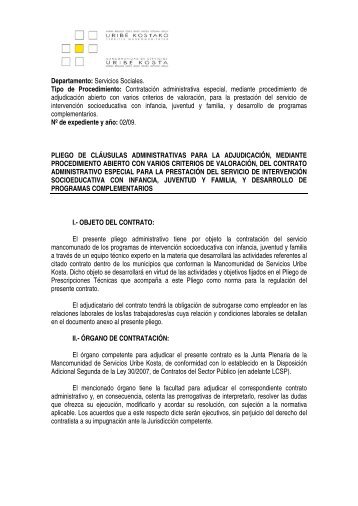 pliego de clÃ¡usulas administrativas para la adjudicaciÃ³n, mediante ...