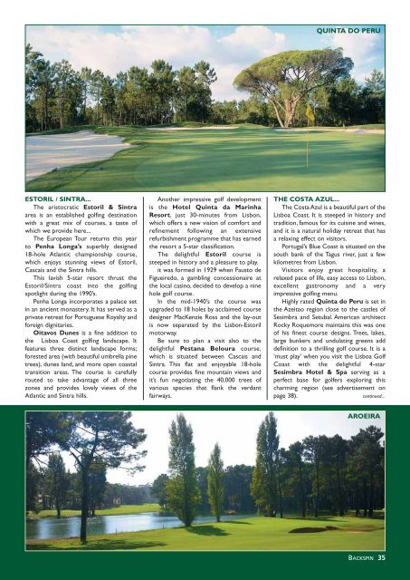 2010 SPRING ISSUE 3.75 Incl. VAT - Backspin Golf Magazine