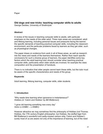 Old dogs and new tricks: teaching computer skills to adults - HEA ICS