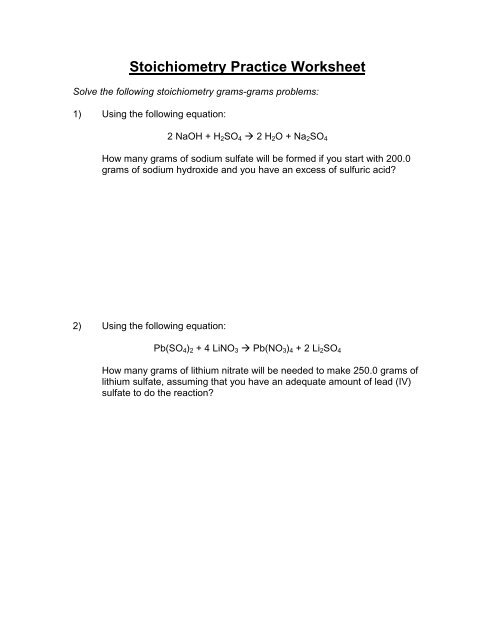 Stoichiometry Practice Worksheet stoichiometry-practice-worksheet