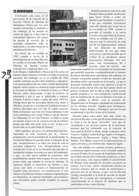 Revista 25 aniversario - eoi de salamanca - Junta de Castilla y León