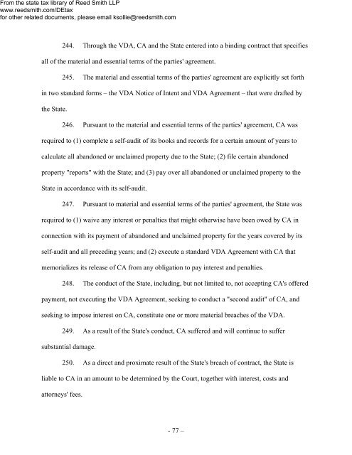 CA, Inc.'s Answer and Counterclaim - Reed Smith