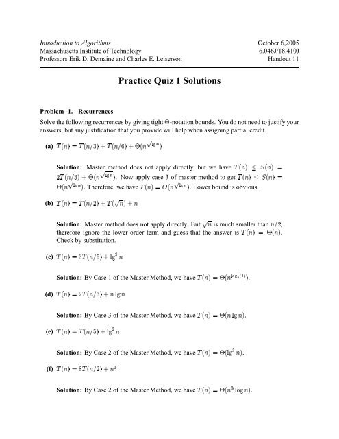 Practice Quiz 1 Solutions