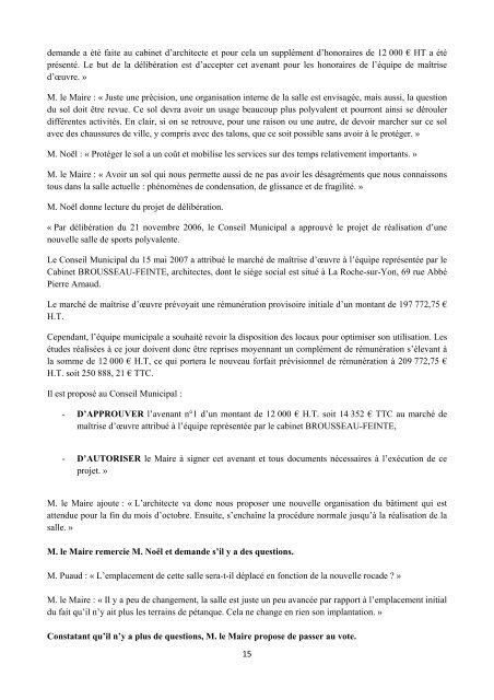 Conseil Municipal du jeudi 22 septembre 2011 - Dompierre-sur-Yon