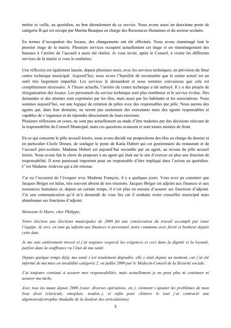 Conseil Municipal du jeudi 22 septembre 2011 - Dompierre-sur-Yon