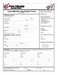 Team Member Application Form - Prison Fellowship Australia