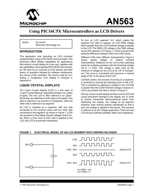 Using PIC16C5X Microcontrollers as LCD Drivers - Microchip