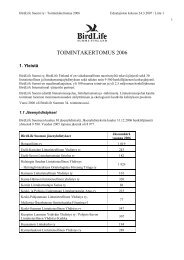 Toimintakertomus 2006 (pdf) - BirdLife Suomi