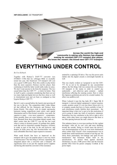 Reimyo CDT-777 Review! by Stereo Magazine, Germany: in English