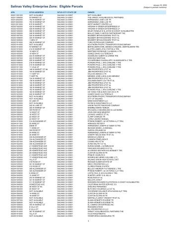 Salinas Valley Enterprise Zone: Eligible Parcels - City of Salinas
