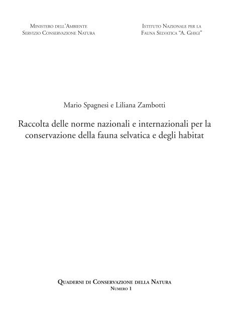 Collana "Quaderni di Conservazione della Natura". N. 1 ... - Orobievive