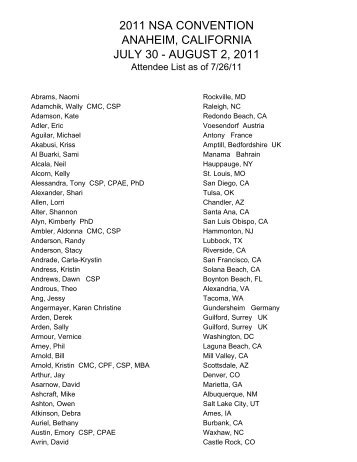 Attendee List 7.26.11 - MyNSA.org