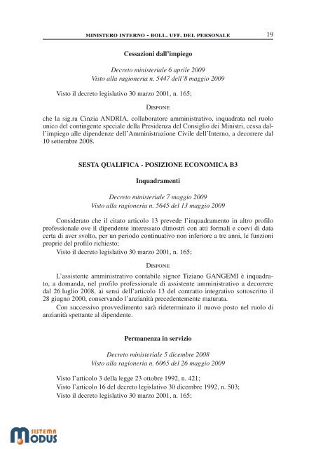 bollettino ufficiale personale - Ruoli di Anzianità - pubblicazioni ...