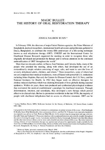 magic bullet: the history of oral rehydration therapy - Demystifying ...