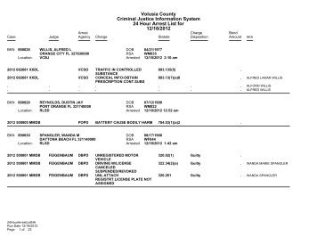 Volusia County Criminal Justice Information System 24 Hour Arrest ...