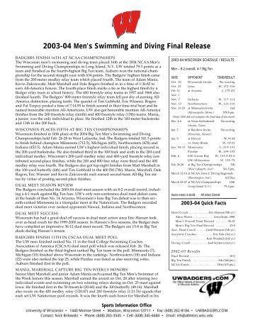 2003-04 Men's Swimming and Diving Final ... - UWBadgers.com