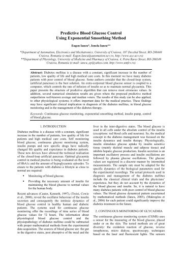 Predictive Blood Glucose Control Using Exponential Smoothing ...