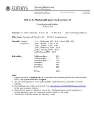 MEC E 403 Mechanical Engineering Laboratory II