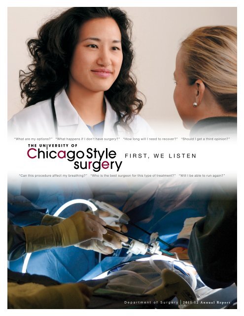First, we listen - The Department of Surgery - University of Chicago