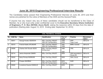 to view the List - Ghana Institution of Engineers (GhIE)