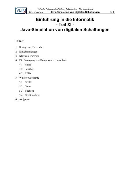 Java-Simulation von digitalen Schaltungen - VLiN