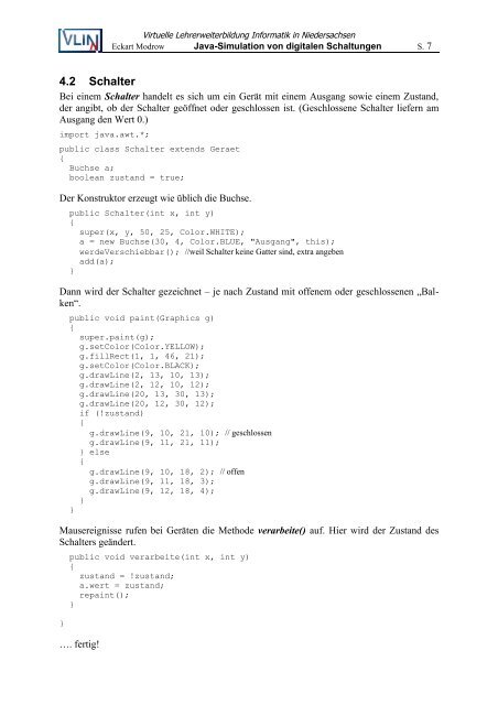 Java-Simulation von digitalen Schaltungen - VLiN