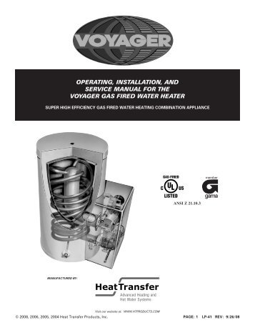 Operating, installation, and service manual for the voyager