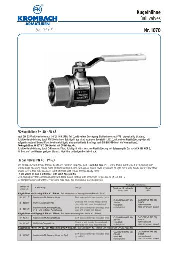 KugelhÃƒÂ¤hne Ball valves Nr. 1070 - Krombach