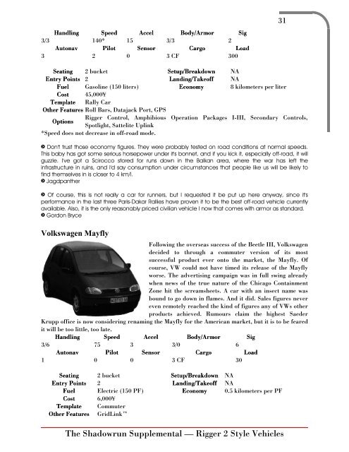 The Shadowrun Supplemental #6 R2 Vehicles