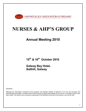 Annual Meeting 2008 - Haematology Association of Ireland