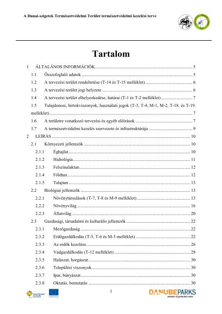 CONSERVATION MANAGEMENT PLAN of the ... - DANUBEPARKS