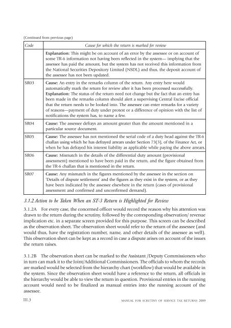 Manual for Scrutiny of Service Tax Returns 2009 - Central Excise ...