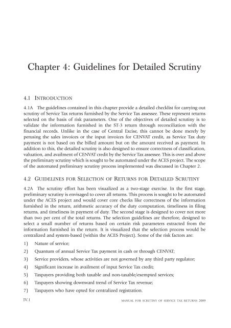 Manual for Scrutiny of Service Tax Returns 2009 - Central Excise ...