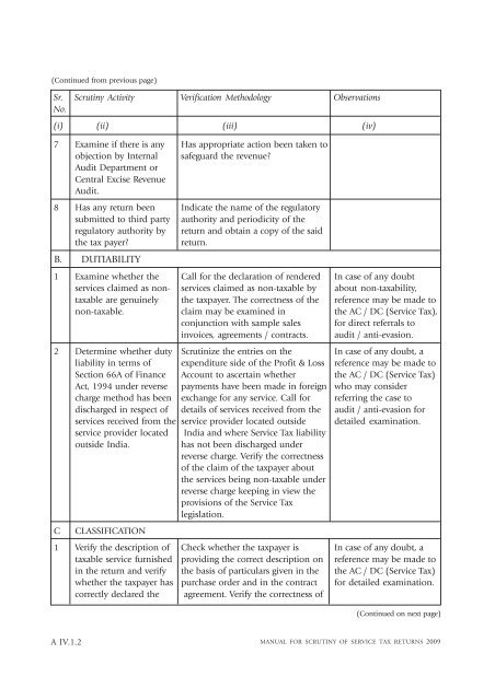 Manual for Scrutiny of Service Tax Returns 2009 - Central Excise ...