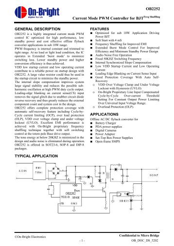 OB2252 Current Mode PWM Controller for BJT