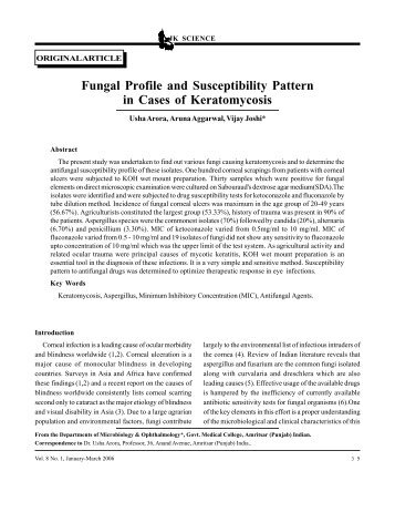 Fungal Profile and Susceptibility Pattern in Cases ... - OpenMED@NIC